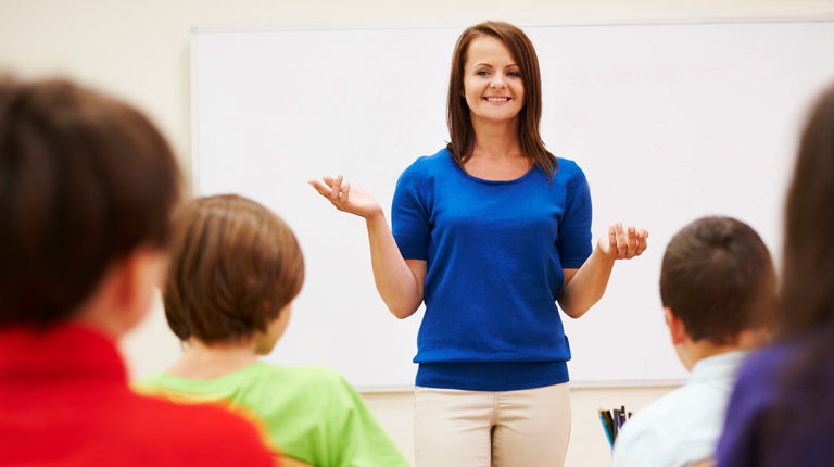 Teacher talking to her class