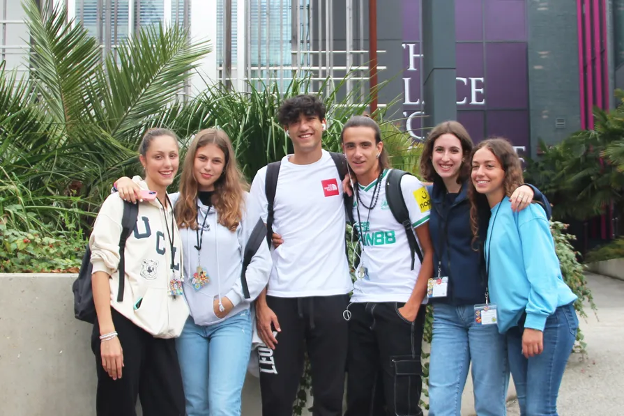 Junior students at the University of Winchester campus